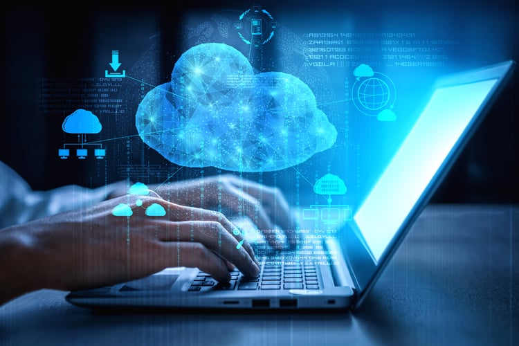cloud computing technology on laptop