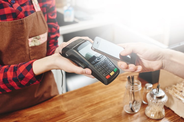 contactless payment by phone at cafe